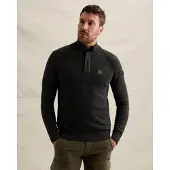 PME Legend Trui 'Pullover with half-zip and raglan sleeves' zwart