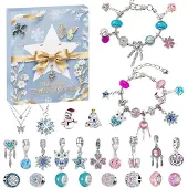 Sonstiges Adventskalender 2025 voor meisjes, sieraden, ketting, 24 items, blauw