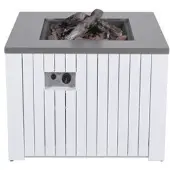 Garden Impressions Cozy Living sfeerhaard Faro mat wit aluminium 80x80 cm