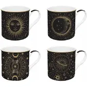 Easy life Set van 4 Porseleinen Mokken - Hemelse Planeten