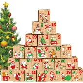 Sonstiges Adventskalender vullen, doe-het-zelf kartonnen dozen, stickers, jutesnoer, bruin, 2025