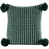 Eurofirany Kerst Sierkussenhoes Pompon Groen-Wit 45x45 cm