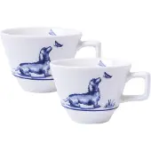 Heinen Delfts Blauw – Espressokopje, model Teckel Nhaan, 2 stuks.