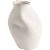 Homla AVELIS Witte Keramische Vaas 14x13,5x20 cm - Gekreukeld Design