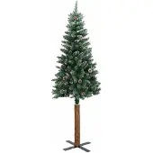 vidaXL Kerstboom met echt hout en sneeuw smal 150 cm groen
