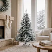 vidaXL Kunstmatige Hinged Kerstboom 150 cm PVC en Metalen Groen en Wit