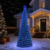 vidaXL Led-tinselkerstboom met voet EKENAS 250 cm 370 LED's Blauw