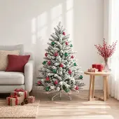 vidaXL Kerstballenset 88 st Groen en rood Ø 6 cm Kunststof