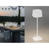 Gnosjö Konstsmide Tuin Tafellamp Capri | 2.2W LED | Wit Aluminium | 2700K/3000K | IP54 | Dimbaar | USB Oplaadbaar