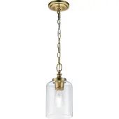 Elstead Lighting Moderne hanglamp Hounslow, staal, geborsteld messing, glas, 1 lichtpunt, E27