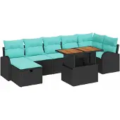 vidaXL Tuinset, 8-delig, zwart, polyrotan