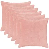 vidaXL Kussensloop 6 st HOUTEN Roze 55 x 55 cm Nep Konijnenbont