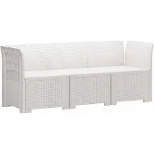 vidaXL 3-Zits Tuin Sofa Rottanlook 3-zits PP Wit 179 x 62 x 70,5 cm