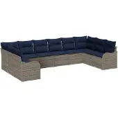 vidaXL Bankstel 10 st Grijs Polyester