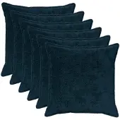 vidaXL Kussensloop 6 st HOUTEN Marineblauw 65 x 65 cm Nep Konijnenbont