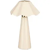 Mica Decorations Meera Tafellamp Beige Keramiek - Geschikt voor E27 Lichtbron Max. 60W - IP20 Classificatie voor Binnengebruik - Decoratieve Geplooide Kap - H40,5 x Ø25 cm