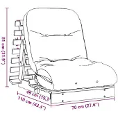 vidaXL Futon slaapbank met matras 70x206x11 cm massief grenenhout wit