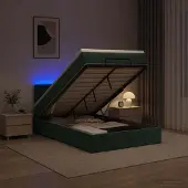 vidaXL Ottomaanse Bed met Matras en LED Donkergroen 120 x 200 cm
