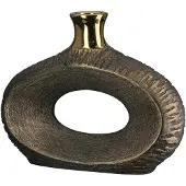 Gilde Faro I Keramische Vaas – Oud Goud – Ovaal – 26 x 21 cm