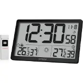 KIENZLE Jumbo NEO LCD wandklok, zwart, met extra groot display en buitensensor