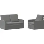 vidaXL - Bankstel - 2 - pcs - Donkergrijs - fluweel