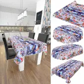 ANRO Tafelkleed Kerstman Winternacht Blauw Ovaal 240x140cm Met sierband Afwasbaar Waterafstotend