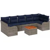 vidaXL Tuinbank Set 8 st Grijs poly rattan