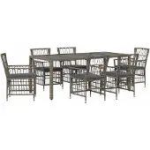vidaXL Buiten Eettafel Set 7 st Grijs poly rattan