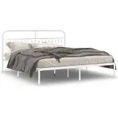 vidaXL Bedframe met hoofdbord metaal wit 183x203 cm