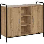 vidaXL Dressoir Artisanaal eiken 97 x 33 x 81 cm Bewerkt hout