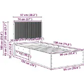 vidaXL Bedframe met opbergruimte en hoofdeinde, betonkleur, 90 x 190 cm