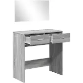 vidaXL Schminktafel met spiegel, grijs Sonoma, 80x39x80 cm