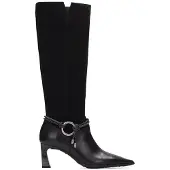 Hispanitas Dames Zwarte leren laarzen Paris (38), Leer, 5 tot 8 cm, Ritssluiting, Casual HI265123