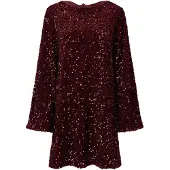 Pieces Pckammy Pailletten Lage Rug Jurk Dames Tawny Port L