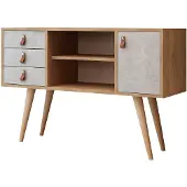 Skye Decor , İndira - İndiraMDD, Eikenkleurig, Wit, Kommode, 80x120x40 cm, 100% melaminecoating op spaanplaat