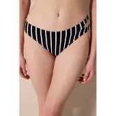 Pentik Gestreepte Hoge Taille Cut-Out Bikinibroekjes