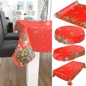 ANRO Tafelkleed Kerstman met Sterren Rood 220x140cm Met sierband Afwasbaar Waterafstotend
