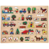 Gerkimex Playwood houten puzzel, boerderij, extra groot, 32 stukjes, educatief speelgoed