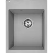 Laveo BADLAND Spoelbak, granietspoelbak, enkele spoelbak, MONCHICHI, 50x39, grijs | Inclusief sifon!