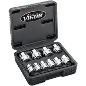 Vigor V7538/10 Dopsleutelinzetset 3/8 (10 mm) 10-delig