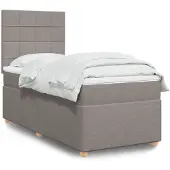 vidaXL Boxspringbed met matras, taupekleurig, 100x200 cm, met stoffen bekleding