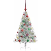 vidaXL Kunststof Voorverlichte Kerstboom met 150 LED Zilver 120 cm PET