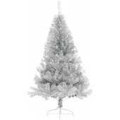 vidaXL Kunststof Voorverlichte Kerstboom met 150 LED Zilver 150 cm PET