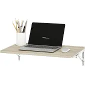 HOMCOM Wandklaptable, inklapbaar, ruimtebesparend, zwevend bureau, eikenhout