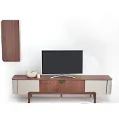 AEA Braunes Wohnzimmer Set Designer Holz Sideboard Luxus Regale 2tlg