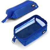 Zipit Mesh pennenetui, transparante etui met brede opening, blauw