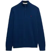 Superdry - Preppy Essential Katoenen Halve Rits Trui - Heren - Sweaters