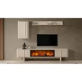 AEA TV board Wandschrank Wandregal Stil modern weiß Kamin Wohnzimmer geräumig
