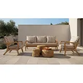 AEA Gartenlounge Set 3-Sitzer Sofa Sessel Beige Kissen Modern Elegant