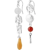 Pilgrim Oorbellen 'Trace' donkeroranje / rood / zilver
